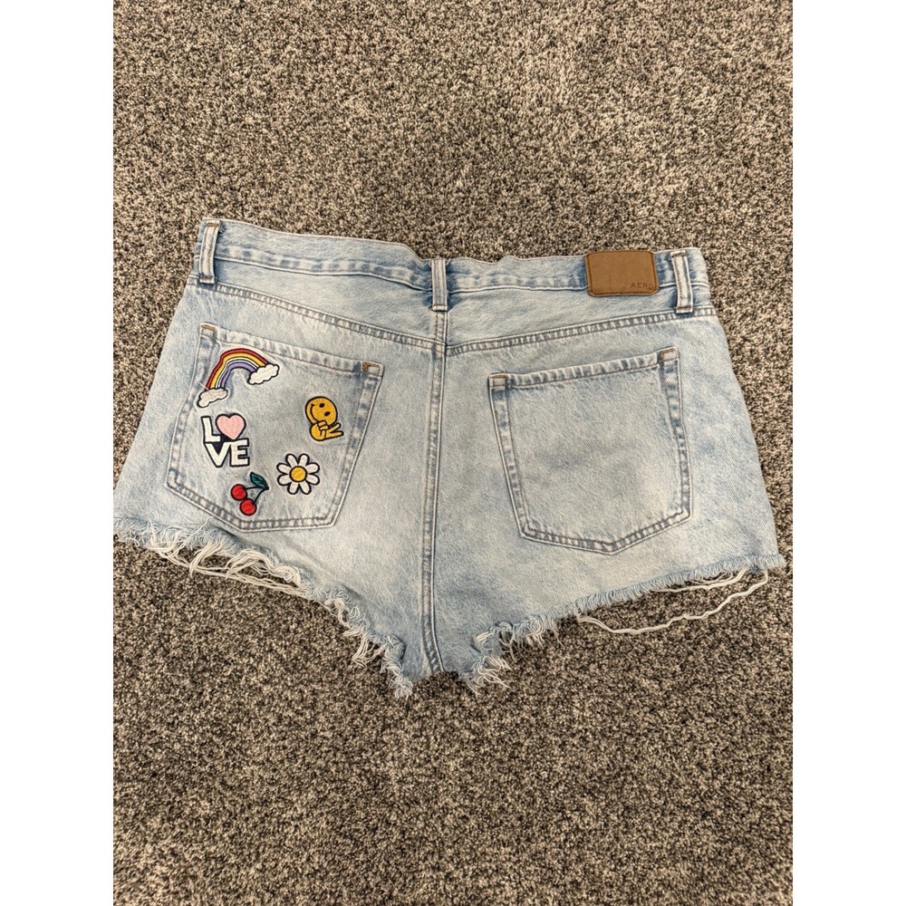 Aeropostale Women's Boyfriend Shorts‎ Micro Mini-Distressed Patches Size 14